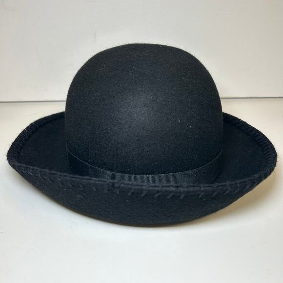 Vintage Classic Black Wool Hat Bowler Hat Made in Italy Hat Unisex - Picture 6 of 7